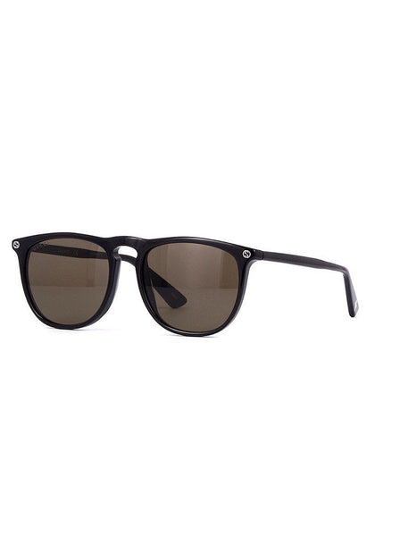 GG0120S-001 Square Sunglasses - Black / Brown