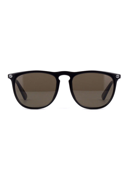 GG0120S-001 Square Sunglasses - Black / Brown