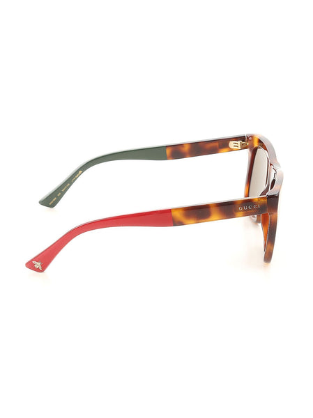 GG0158S-005 Square Sunglasses - Havana Green Red / Brown