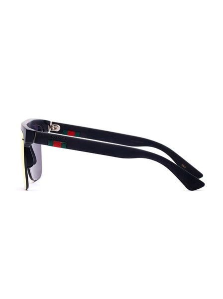GG0171S-001 Rectangular Sunglasses - Black / Orange Mirrored