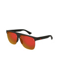 GG0171S-001 Rectangular Sunglasses - Black / Orange Mirrored