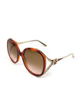 GG0226S-005 Round Sunglasses - Havana & Gold / Light Brown Gradient