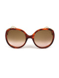 GG0226S-005 Round Sunglasses - Havana & Gold / Light Brown Gradient