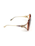 GG0226S-005 Round Sunglasses - Havana & Gold / Light Brown Gradient
