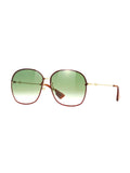 GG0228S-001 Round Sunglasses - Gold & Havana / Green Gradient
