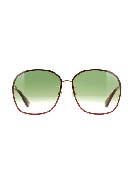 GG0228S-001 Round Sunglasses - Gold & Havana / Green Gradient