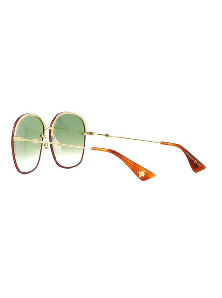 GG0228S-001 Round Sunglasses - Gold & Havana / Green Gradient