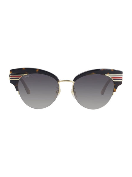 GG0283S-002 Cat Eye Sunglasses - Havana & Gold / Graduated Brown