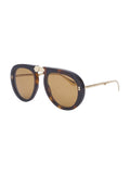 GG0306S-003 Aviator Collapsable Sunglasses - Havana & Gold / Brown
