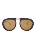 GG0306S-003 Aviator Collapsable Sunglasses - Havana & Gold / Brown