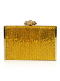 Tall Slender Herringbone Clutch - Champagne Aurum