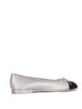 PVC & Grosgrain Ballerina Flats - Silver / Black