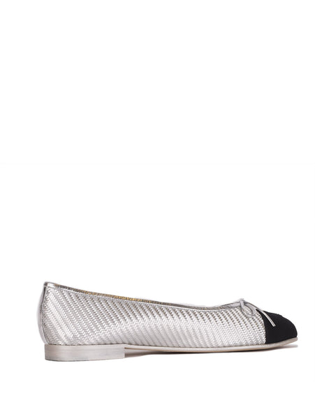 PVC & Grosgrain Ballerina Flats - Silver / Black