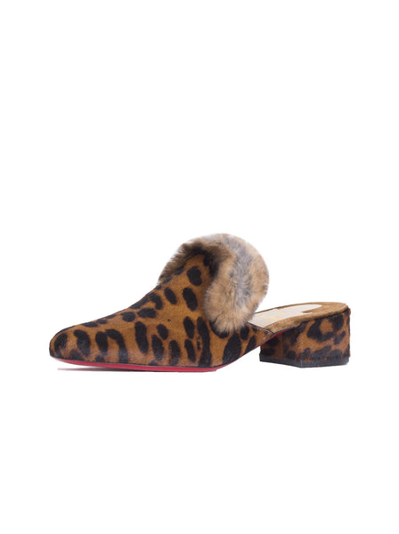 Christian Louboutin - Boudiva Calf-Hair Fur-Trim Mules - Leopard - ForwardModa