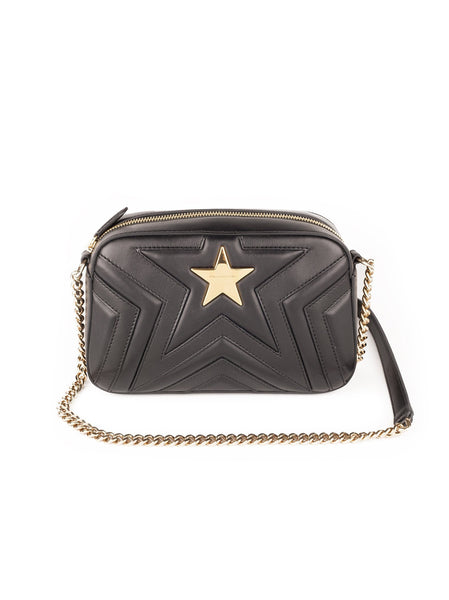 Star Patch Faux Leather Small Shoulder Bag - Black
