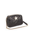 Star Patch Faux Leather Small Shoulder Bag - Black