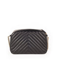 Star Patch Faux Leather Small Shoulder Bag - Black