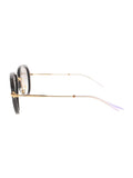 Miu Miu - Aviator SMU 03Q 1AB-3H0 Sunglasses - Shiny Black, Gold & Lilac / Gray Gradient - ForwardModa