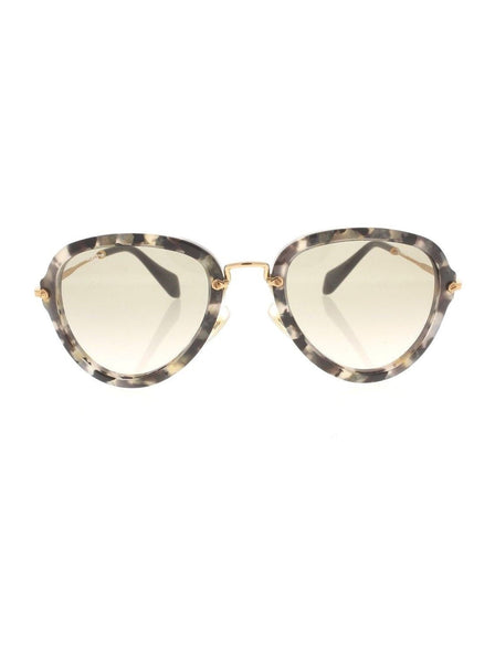 Miu Miu - Aviator SMU 03Q DHE-3H2 Sunglasses - Gray Havana & Gold / Gray Gradient - ForwardModa