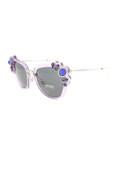 Runaway Cat Eye SMU 03S U69-1A1 Sunglasses - Transparent Lilac / Blue Gray Gradient