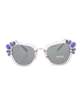 Runaway Cat Eye SMU 03S U69-1A1 Sunglasses - Transparent Lilac / Blue Gray Gradient