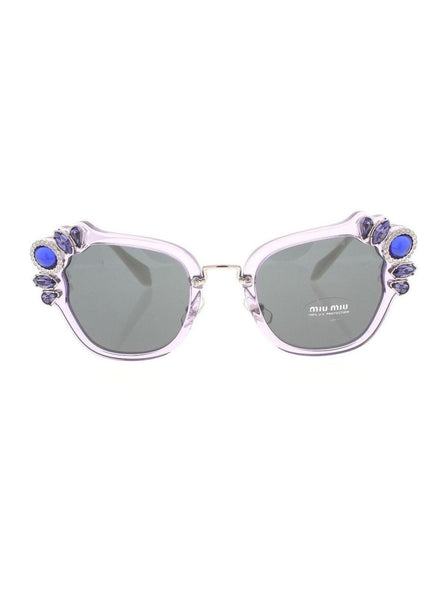 Runaway Cat Eye SMU 03S U69-1A1 Sunglasses - Transparent Lilac / Blue Gray Gradient