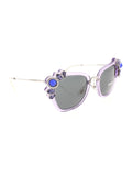 Runaway Cat Eye SMU 03S U69-1A1 Sunglasses - Transparent Lilac / Blue Gray Gradient