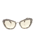 Miu Miu - Cat Eye SMU 04Q DHE-3H2 Sunglasses - Marble White & Black / Green Gradient - ForwardModa