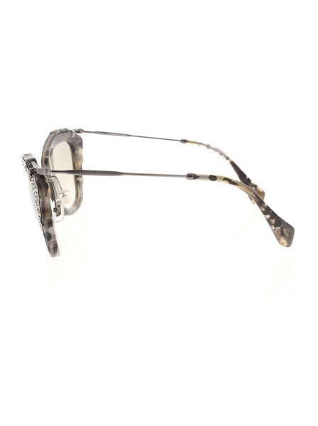 Miu Miu - Cat Eye SMU 04Q DHE-3H2 Sunglasses - Marble White & Black / Green Gradient - ForwardModa