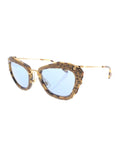 Miu Miu - Cat Eye SMU 04Q DHF-0A2 Sunglasses - Brown & Light Havana / Blue Gradient - ForwardModa