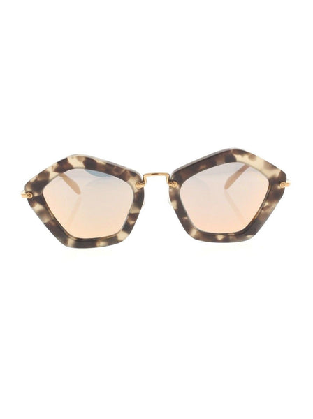 Geometric SMU 06O UBB-2D2 Sunglasses - Beige Havana / Gray Rose Mirrored