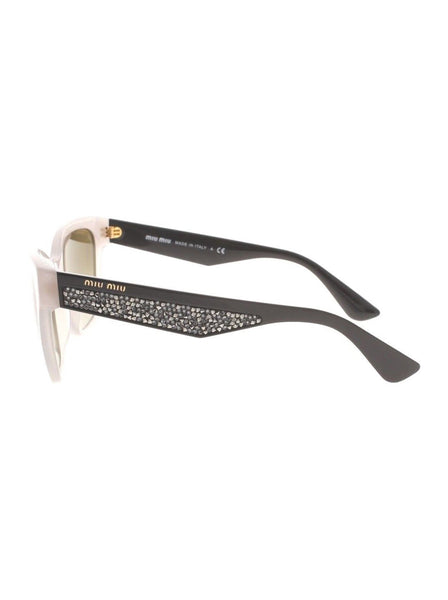 Miu Miu - Cat Eye SMU 06R UE2-5J2 Sunglasses - Matte Beige & Black / Brown Gradient - ForwardModa