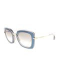Oversized Square SMU 07O ROY-1E0 Sunglasses - Blue, Clear & Gold / Gray Gradient