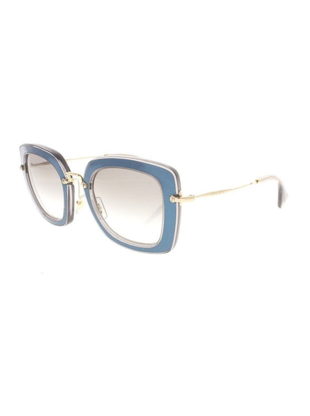 Oversized Square SMU 07O ROY-1E0 Sunglasses - Blue, Clear & Gold / Gray Gradient