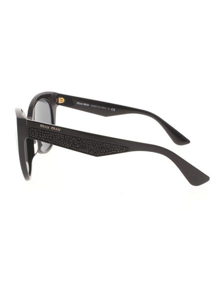 Miu Miu - Cat Eye SMU 07R 1AB-1A1 Sunglasses - Polished Black / Gray Gradient - ForwardModa