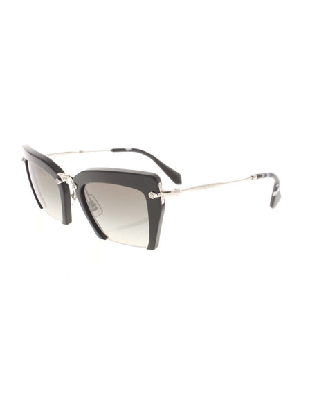 Semi Rimless SMU 10Q 1AB-0A7 Sunglasses - Matte Black & Silver / Gray Gradient