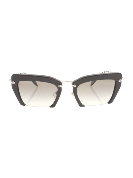 Semi Rimless SMU 10Q 1AB-0A7 Sunglasses - Matte Black & Silver / Gray Gradient