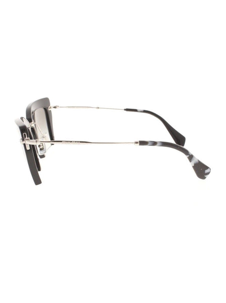 Semi Rimless SMU 10Q 1AB-0A7 Sunglasses - Matte Black & Silver / Gray Gradient