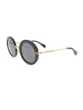 Round SMU 13N 1AB-1A1 Sunglasses - Polished Black & Gold / Gray Gradient