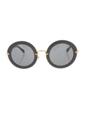 Round SMU 13N 1AB-1A1 Sunglasses - Polished Black & Gold / Gray Gradient