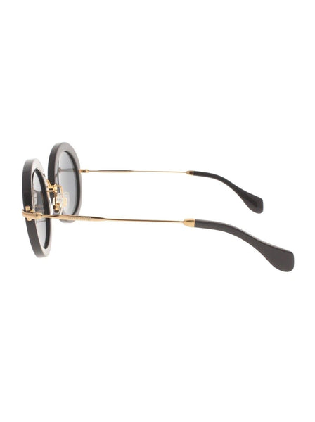 Round SMU 13N 1AB-1A1 Sunglasses - Polished Black & Gold / Gray Gradient