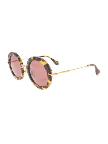 Round SMU 13N 7S0-0A0 Sunglasses - Havana & Gold / Berry Gradient