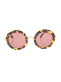 Round SMU 13N 7S0-0A0 Sunglasses - Havana & Gold / Berry Gradient