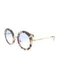 Round SMU 13N HAO-8V1 Sunglasses - Cream Tortoise & Gold / Blue Gradient