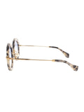 Round SMU 13N HAO-8V1 Sunglasses - Cream Tortoise & Gold / Blue Gradient