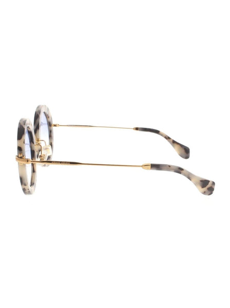 Round SMU 13N HAO-8V1 Sunglasses - Cream Tortoise & Gold / Blue Gradient
