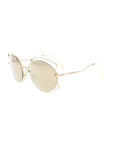 Curved Round SMU 50S ZVN-1C0 Sunglasses - Matte Gold & Ivory / Brown Gradient