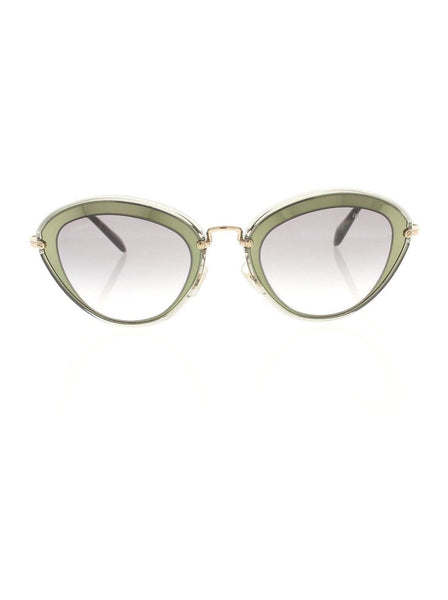 Semi Cat Eye SMU 51R UFC-1E0 Sunglasses - Green & Gold / Gray Gradient