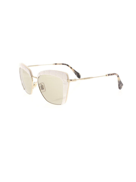 Semi Square SMU 52Q 7S3-5J2 Sunglasses - White, Gold & Havana / Gray Mirrored