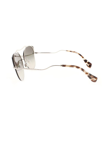 Semi Cat Eye SMU 52S 1BC-5O0 Sunglasses - Matte Silver / Light Gray Gradient